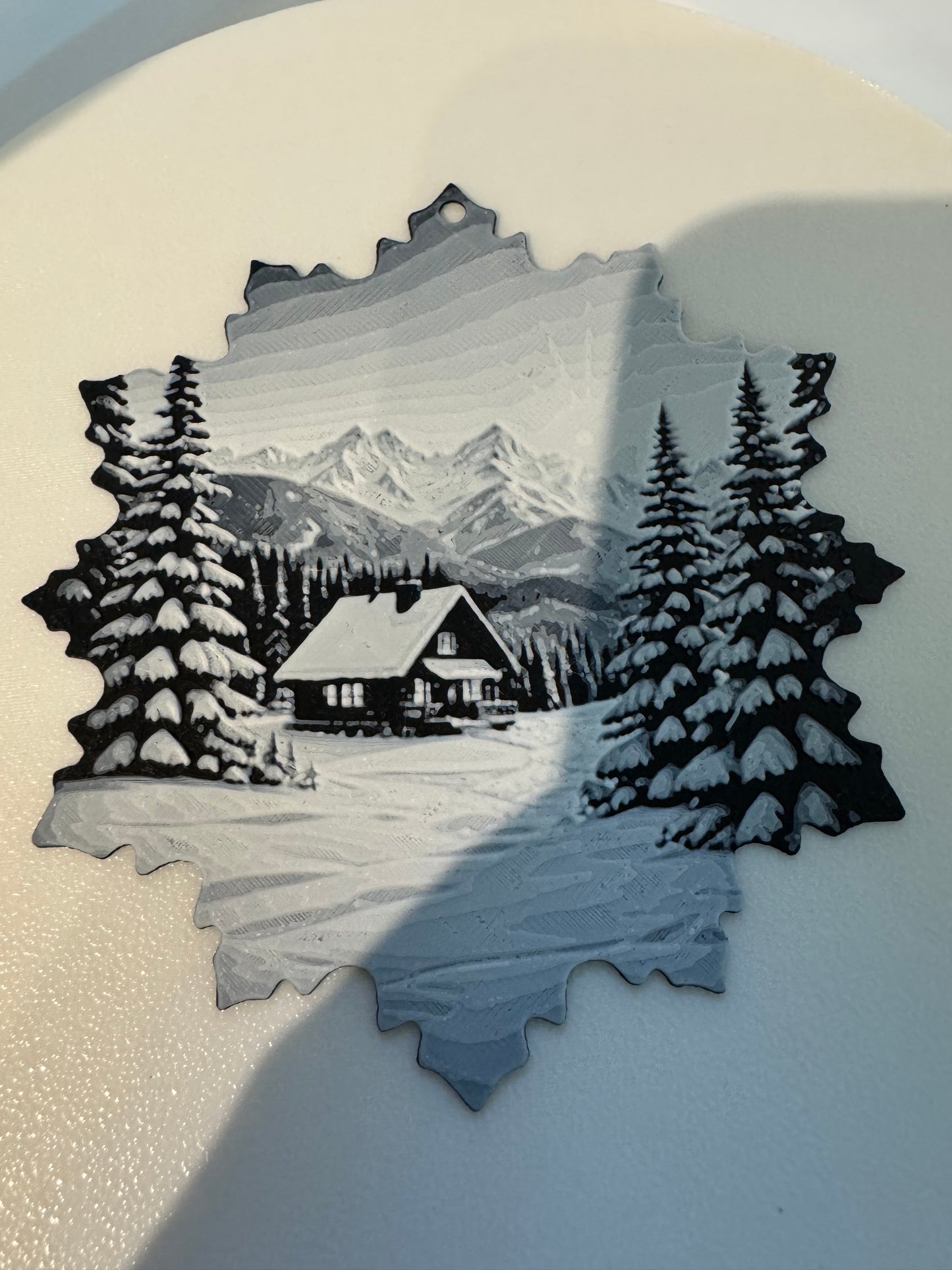 Cabin in the Mountains Scenery Snowflake Ornament