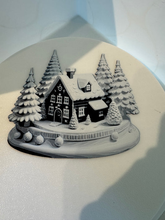 Black and White Gingerbread House Scenery