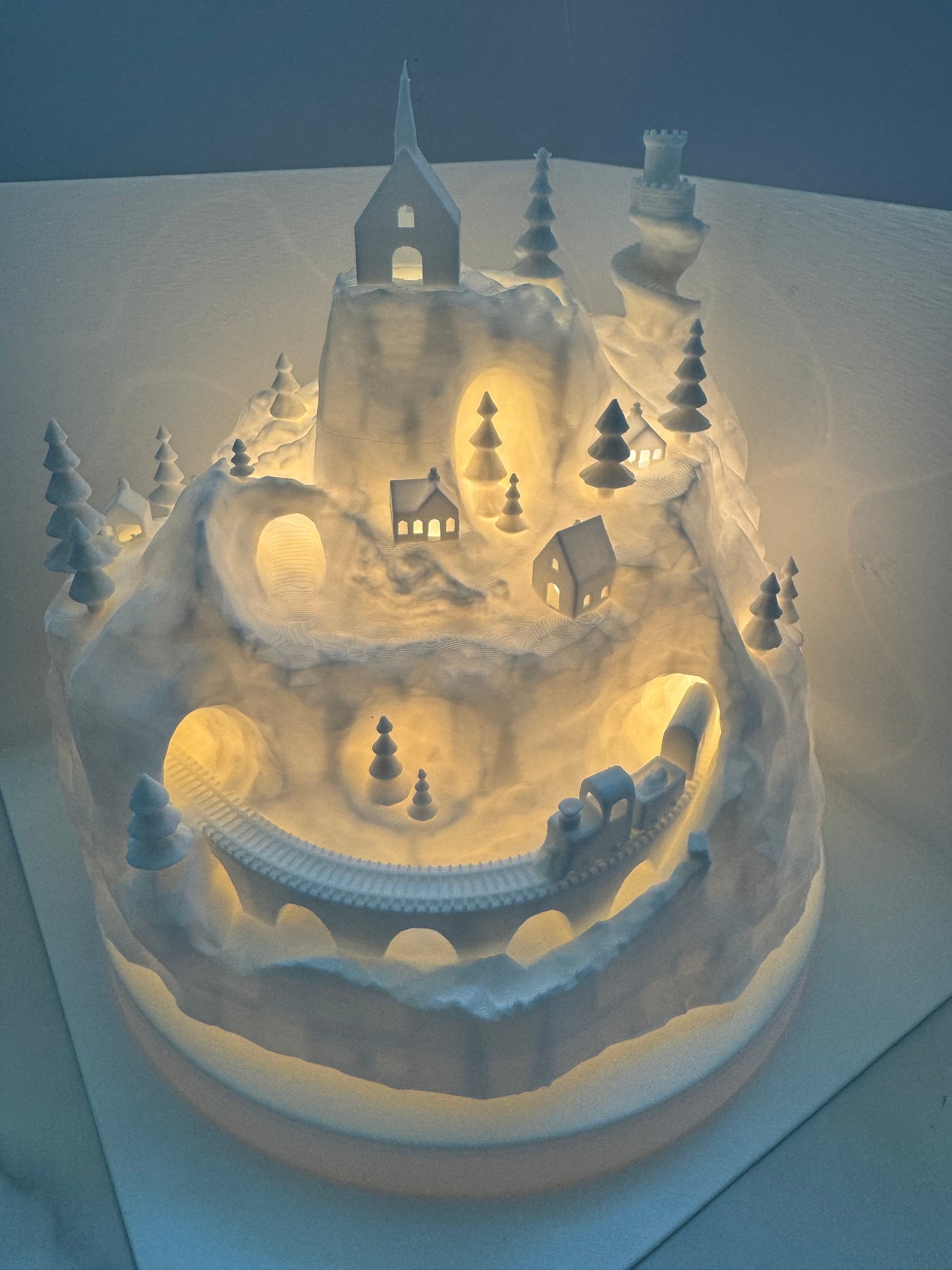 Christmas/Winter Village lit with lights remote for lights included