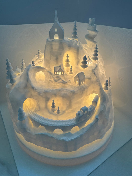 Christmas/Winter Village lit with lights remote for lights included