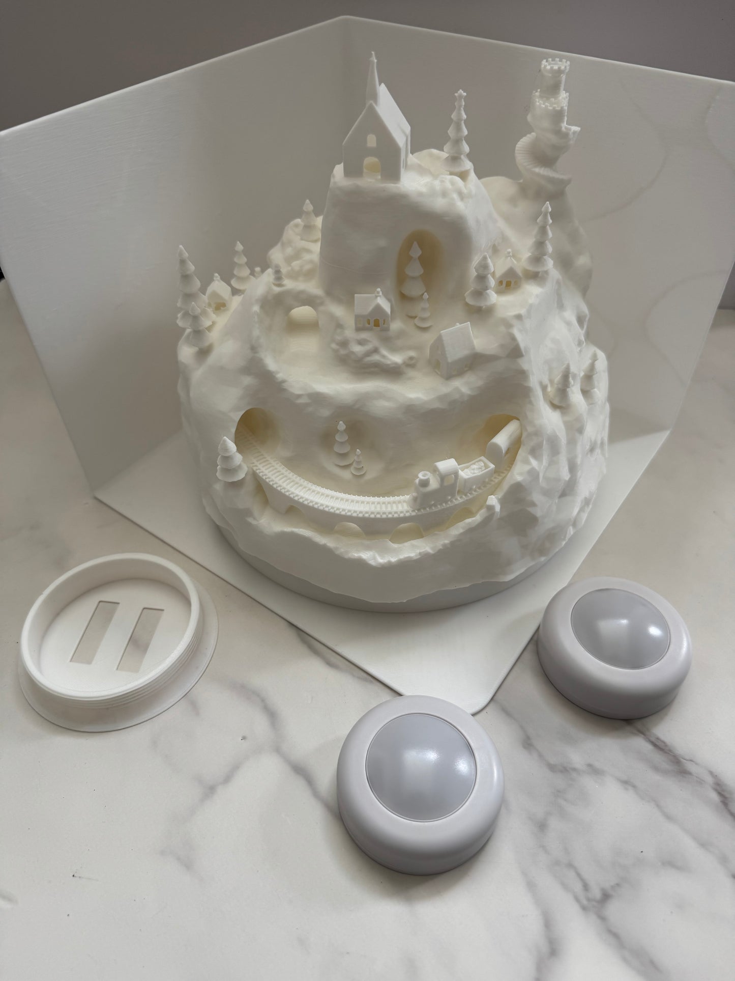 Christmas/Winter Village lit with lights remote for lights included