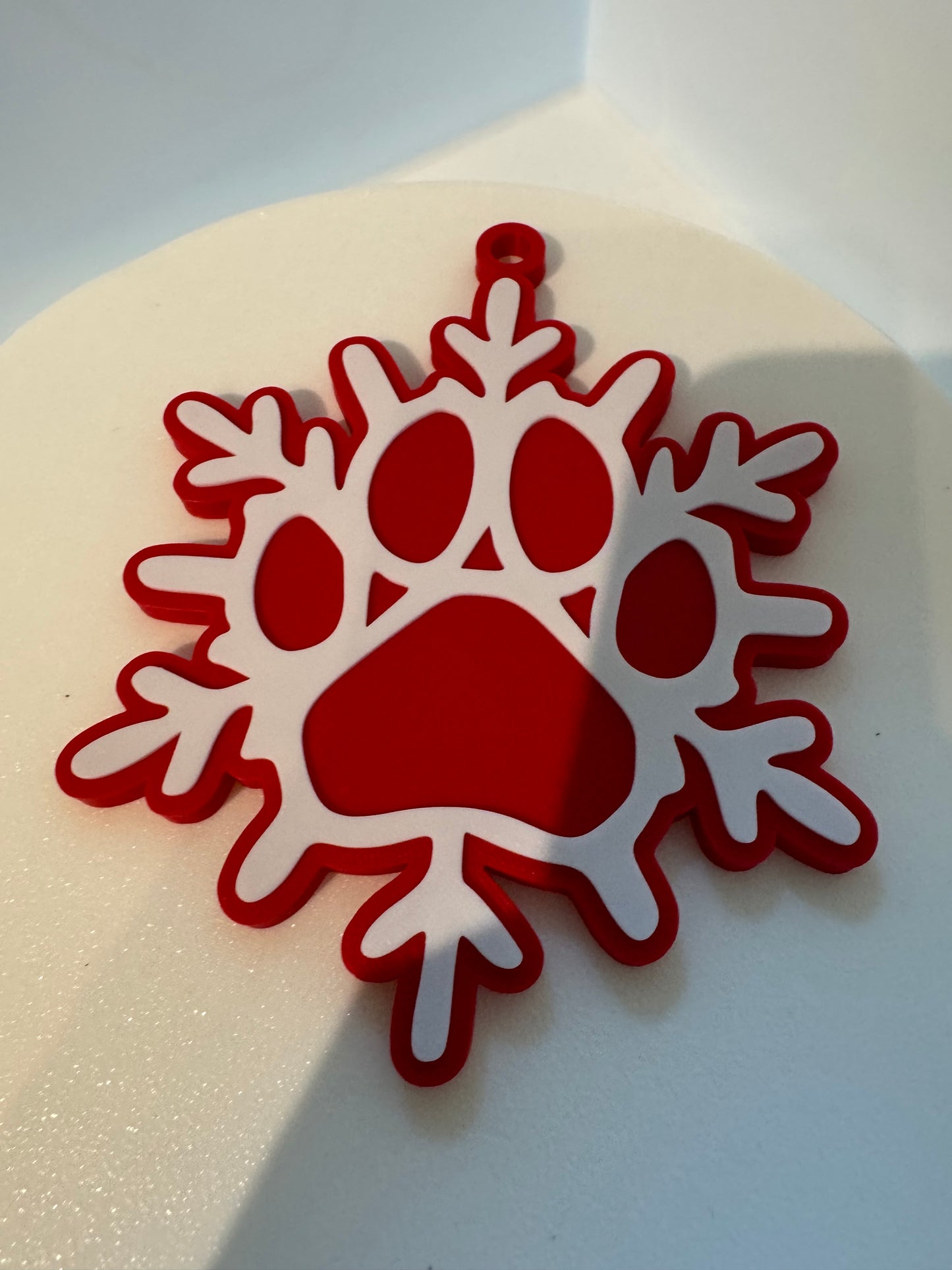 Snowflake Dog Paw Print Ornament